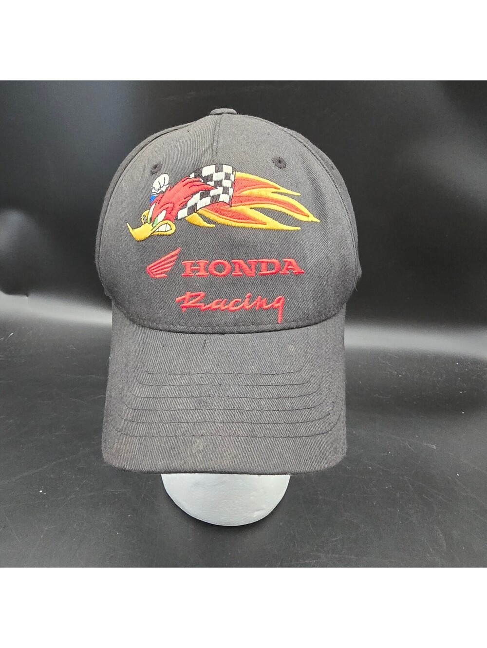 Vintage Y2K Honda Racing Joe Rocket Hat Cap Flexfit S-M Black Woody Woodpecker